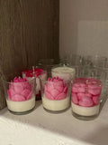 Pink Lotus flower scented soy wax candle in glass jar India – Aura Flames