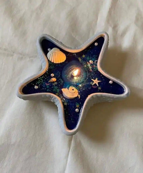 Ocean Star resin art handmade scented candle online India – Aura Flames